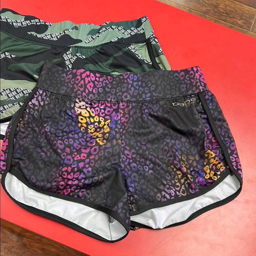 bebe Women's Multicolor Leopard Print Athletic Shorts